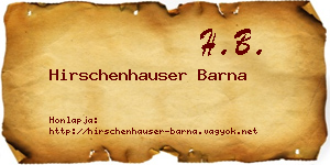 Hirschenhauser Barna névjegykártya